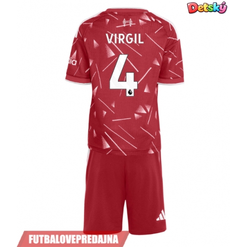 Lacne Dětský Futbalové dres Liverpool Virgil van Dijk #4 2026-27 Krátky Rukáv - Domáci (+ trenírky)